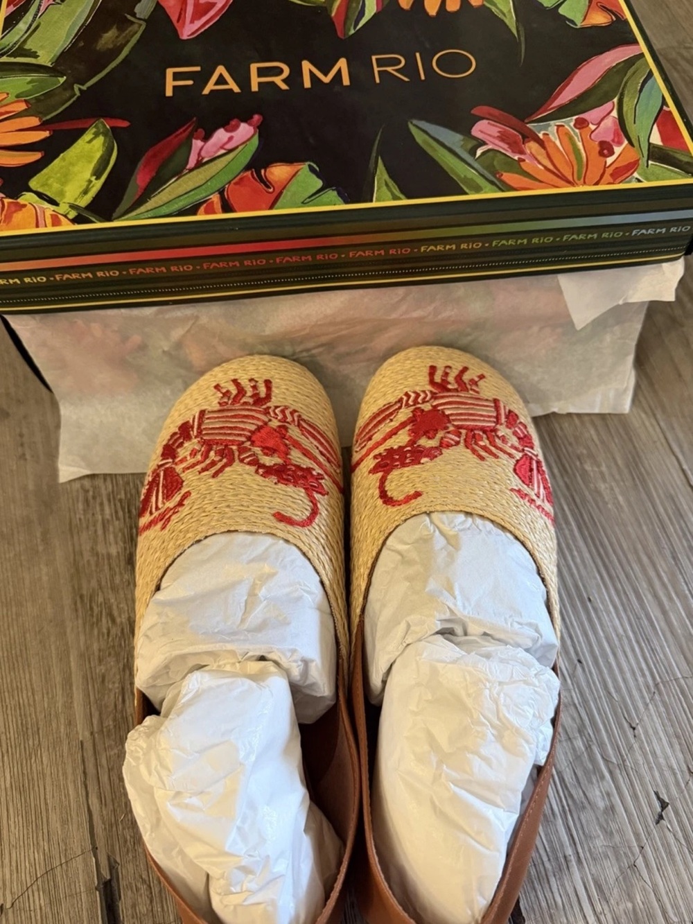 Farm Rio Embroidered Crab Raffia - Picture 2 of 6
